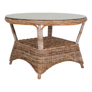 Salon de jardin en rotin gris (1 table ronde ø120 cm, 4 fauteuils de jardin) MENDOZA